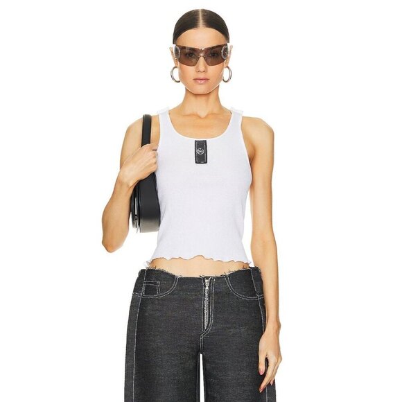 SAMI MIRO VINTAGE Scrap Tank in White & Black Medium New Womens Sleeveless Top - Picture 1 of 13
